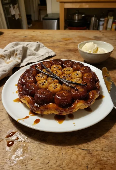 Gordon Ramsay banana tarte tatin with caramelised bananas peppercorns and vanilla