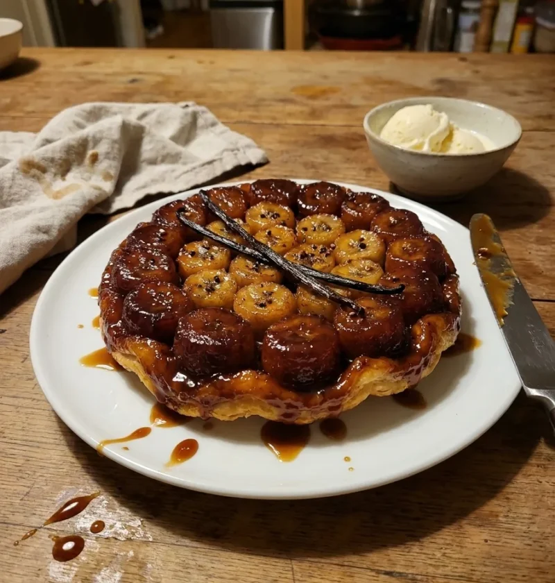 Gordon Ramsay banana tarte tatin with caramelised bananas peppercorns and vanilla