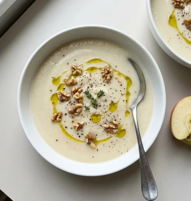 Gordon Ramsay celeriac soup with crushed walnuts olive oil and thyme