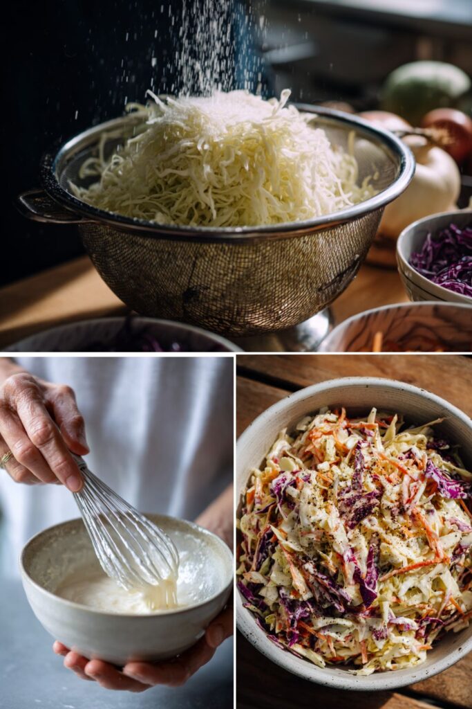 Close up of Gordon Ramsay crunchy light coleslaw with yoghurt dressing