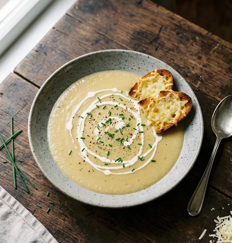 Gordon Ramsay French onion soup with cream, chives and cheesy sourdough crouton