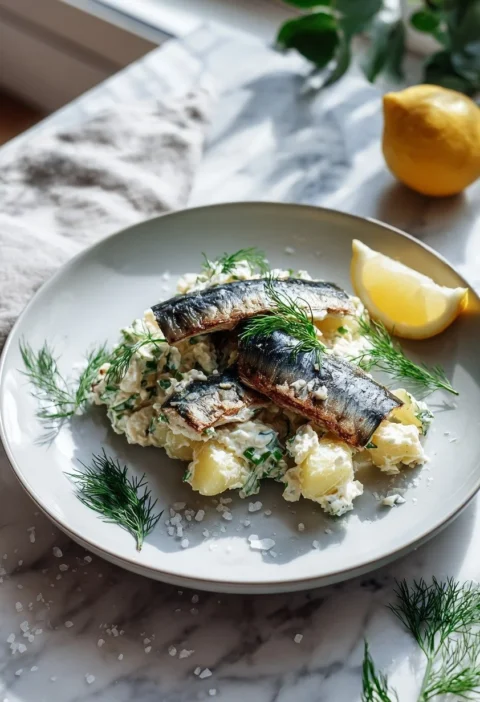 Gordon Ramsay mackerel and potato salad with grilled mackerel dill crème fraîche and lemon