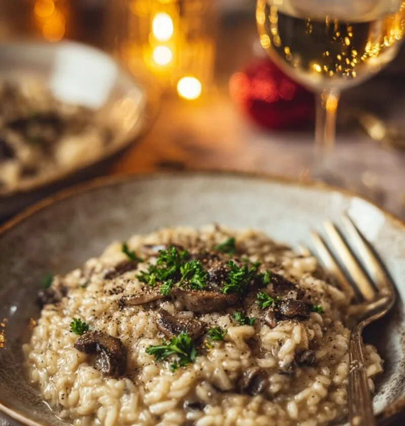 Gordon Ramsay mushroom risotto with wild mushrooms, parsley and Parmesan