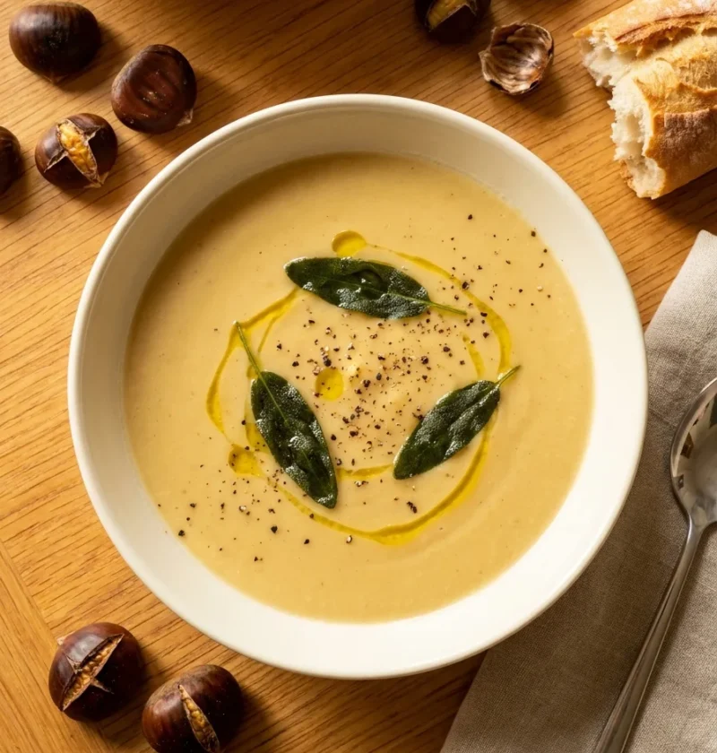 Gordon Ramsay parsnip soup with roasted chestnuts fried sage and olive oil