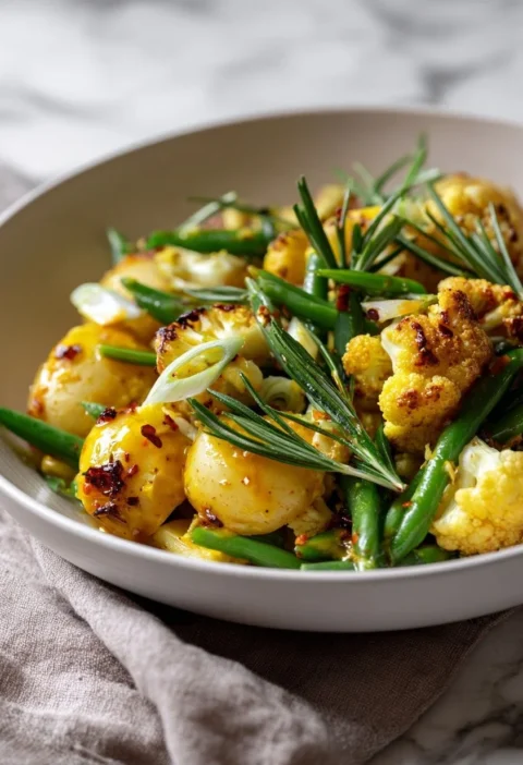 Gordon Ramsay potato salad with new potatoes cauliflower green beans and turmeric mustard dressing