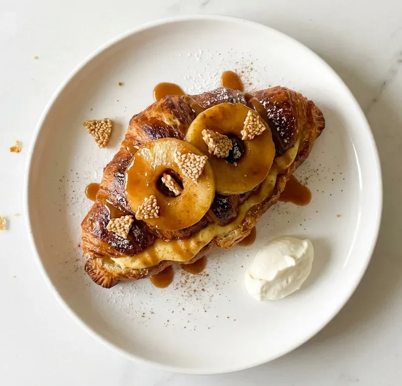 Gordon Ramsay croissant french toast with butterscotch apples and sesame snaps