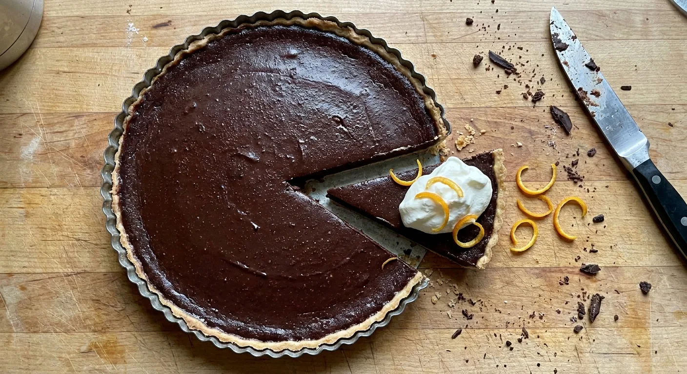 Gordon Ramsay baked chocolate tart from Passion for Flavour with whipped cream