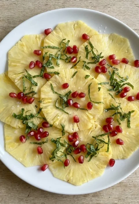 Gordon Ramsay pineapple carpaccio with vanilla salt pomegranate and mint