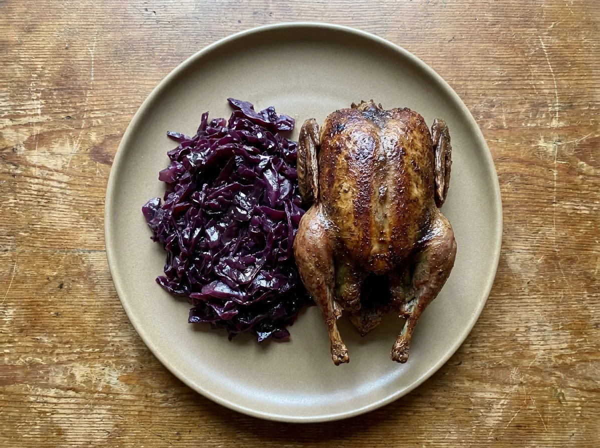 Gordon Ramsay Roast Pigeon with Pickled Red Cabbage