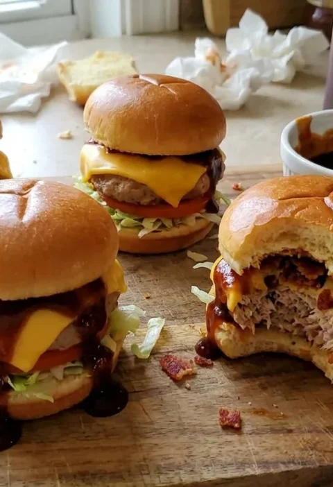 Gordon Ramsay smoky pork sliders with melted cheese and homemade barbecue sauce in mini buns