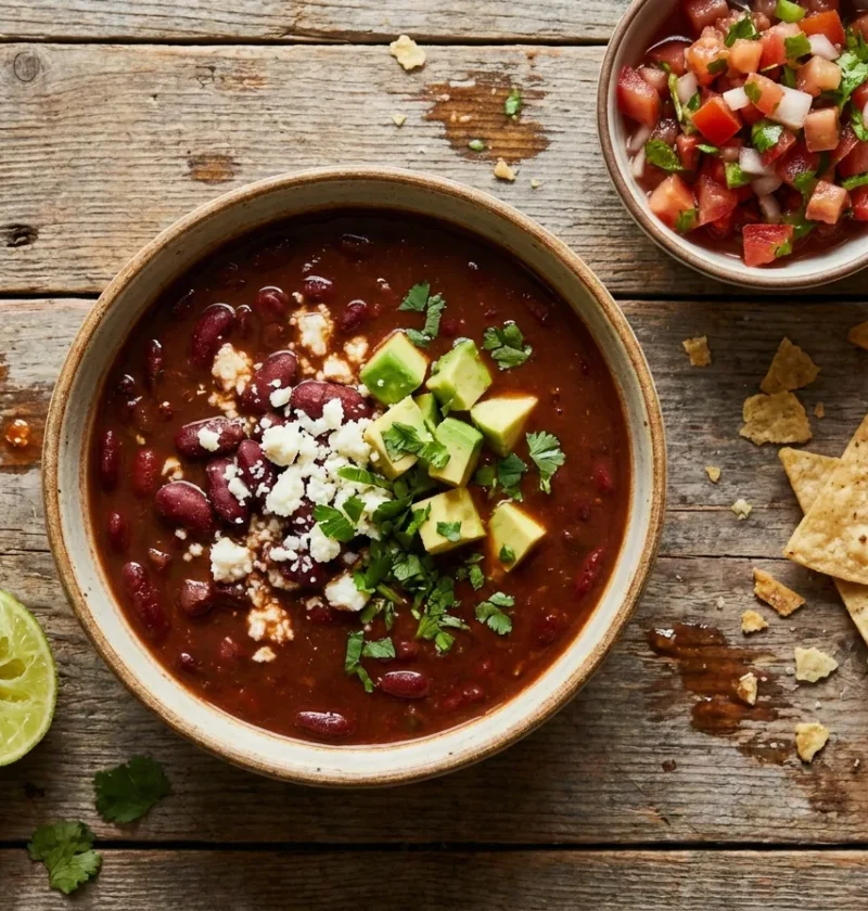 Gordon Ramsay spicy Mexican soup with tortilla chips pico de gallo and Lancashire cheese